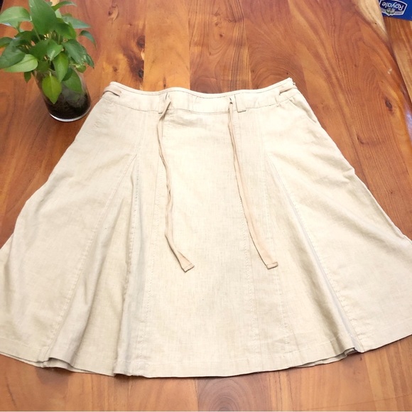 Dalia Collection Cream Beige Earthy Minimalist Boho Midi A Line Skirt. XL 12 - Picture 3 of 15